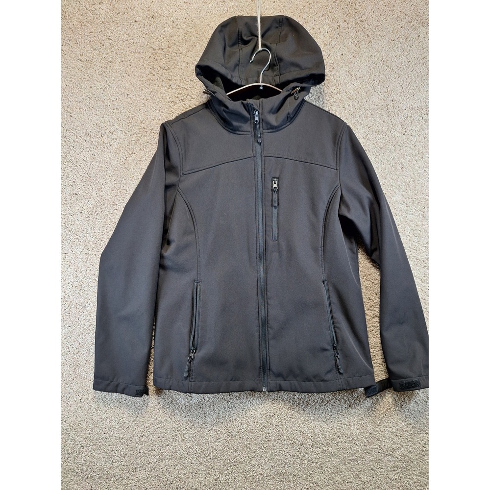 Everlast Jacket Womens L Black Softshell Hooded Full Zip Active Gorpcore Outdoor